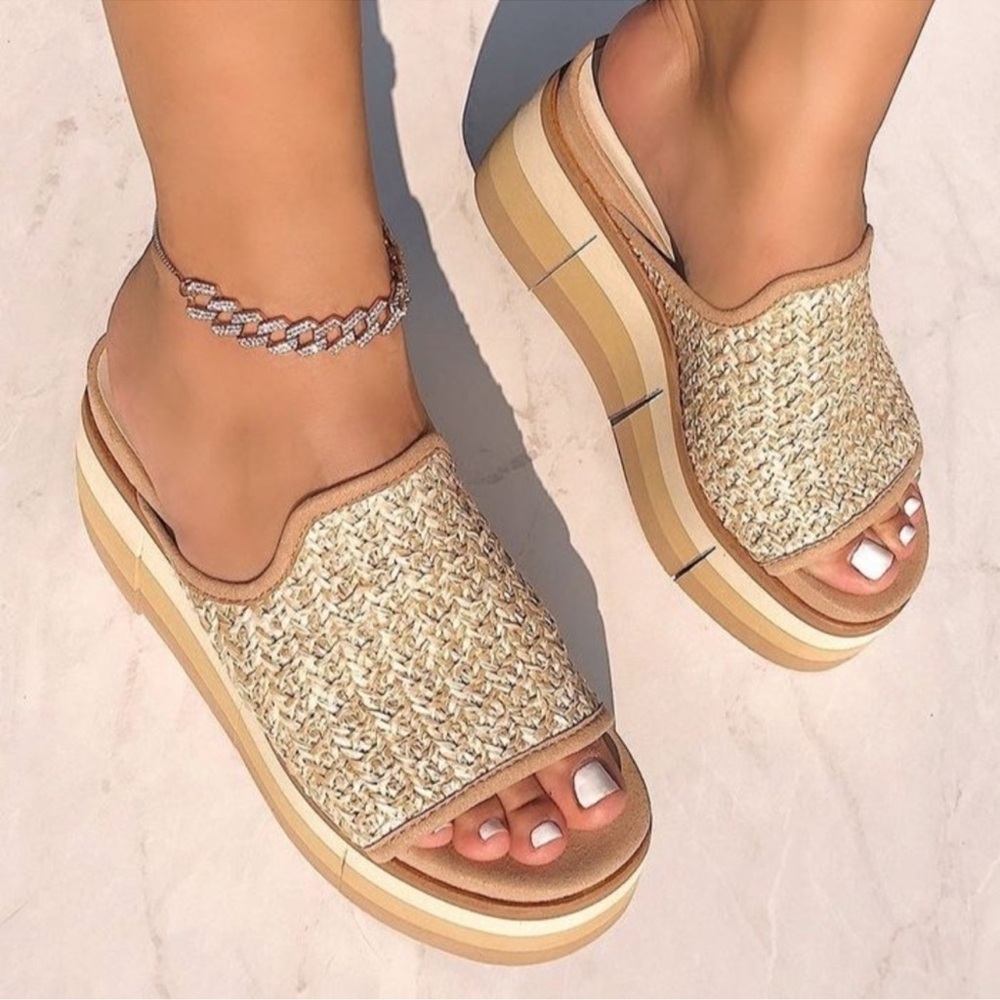 platform slides NakedFeet Flocci sandals